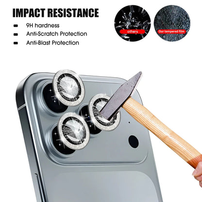 For iPhone 17 Pro Max 17Air 16 Metal Glitter Bling Lens Film HD Glass Camera Protective Cap For iPhone15 Camera Protector Ring RELUX.STORE