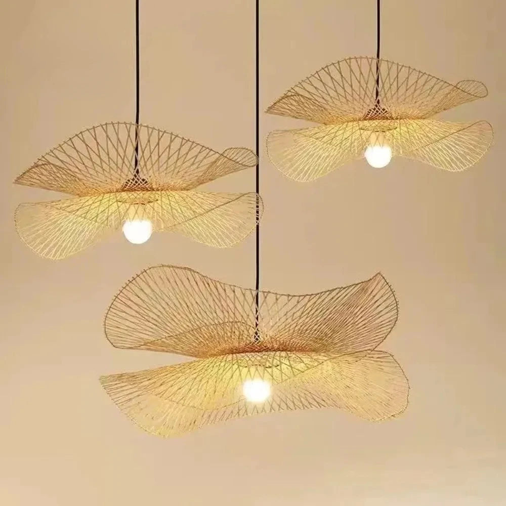 55CM Chandelier Teahouse Rattan Lamp Handmade Cafe Bar Garden Dining Room Bedroom Wicker Rattan Lighting Fixture RELUX.STORE