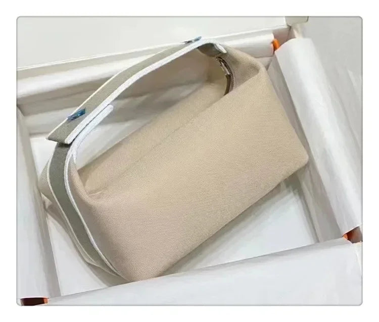 2024 New Large Capacity Canva Makeup Bag Soft Texture Fashionable Women's Shoulder Bag Color Blocking Handbag From China RELUX.STORE