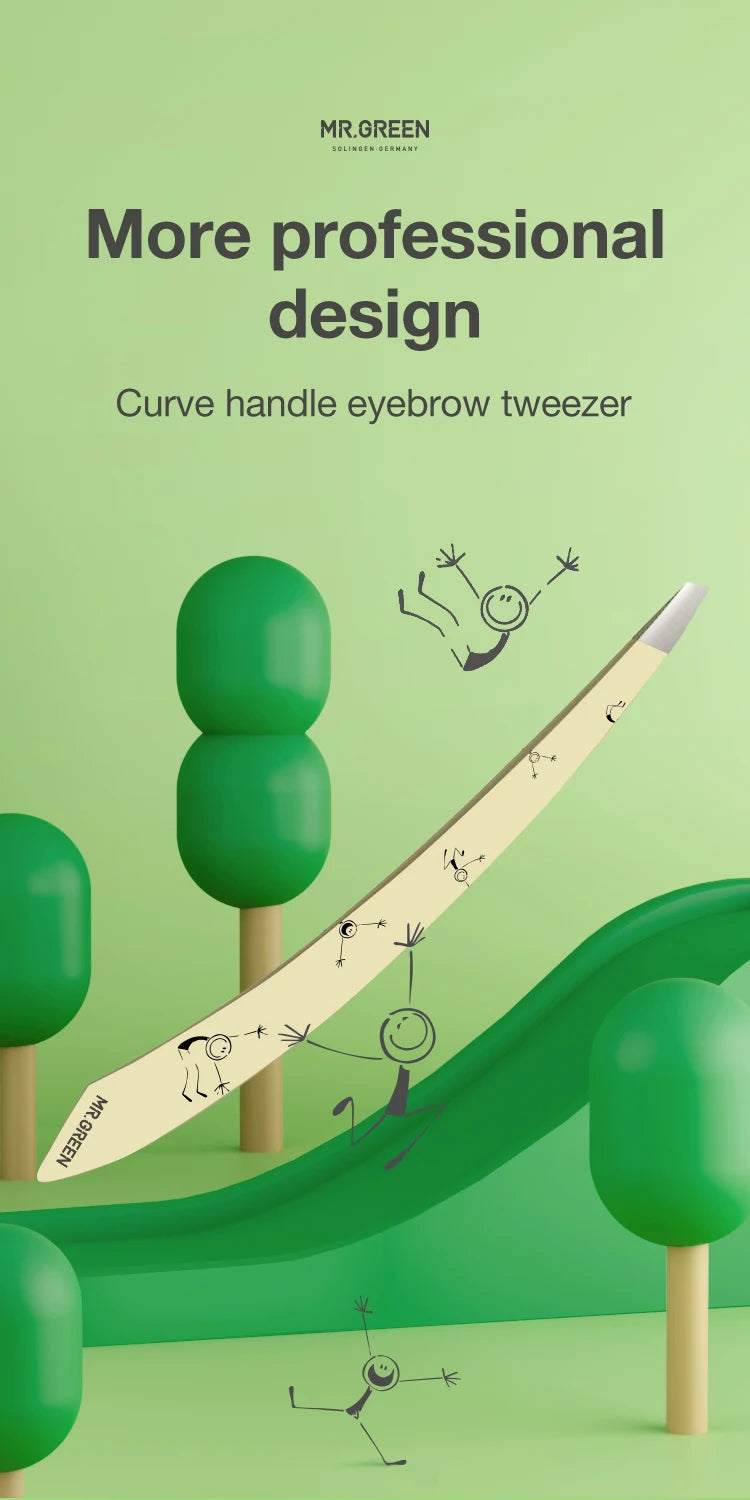 MR.GREEN Curve Handle Eyebrows Tweezers Professional Fine Hairs Puller Makeup Tools Stainless Steel Beauty Clips Removal RELUX.STORE