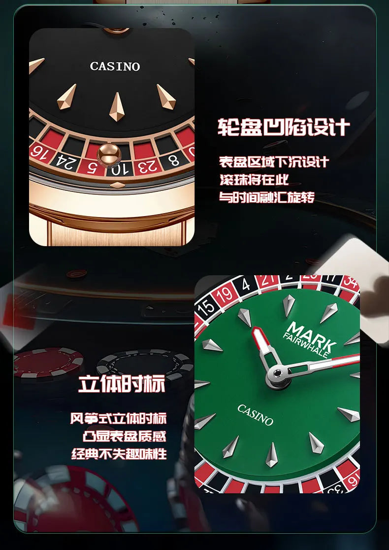 High Quality Mark Fairwhale Mens Wristwatch Fashion Unique Rotating  Roulette Dial Waterproof Quartz Man Watche Dropshipping ﻿
