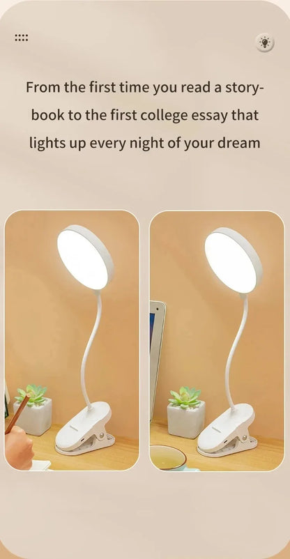 Led Table Lamp USB Rechargeable Night Light With Folding Clamp Study Stand Read Lamp Touch 3 Modes Dimming Eye Protection Light