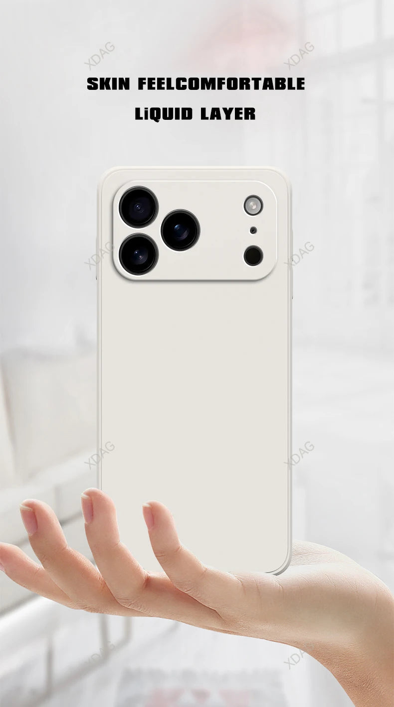 Liquid Silicone Original Phone Case for iPhone 17 Pro Max Air 17Pro 17Max 5G Straight Edge Lens Protection Soft Basic Back Cover RELUX.STORE