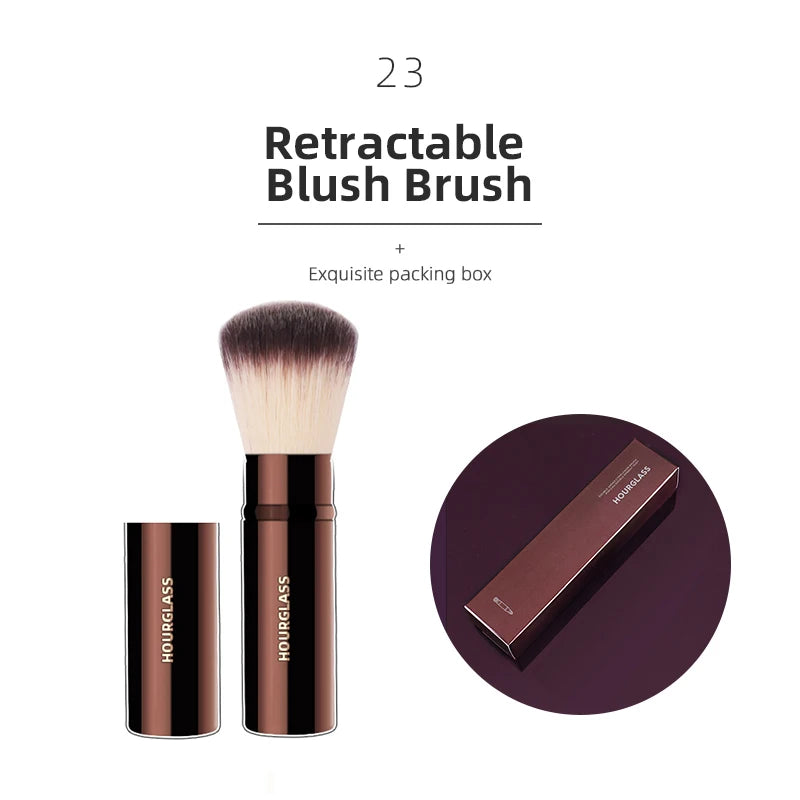 Hourglass Makeup Brush All Kinds Eyeshadow Foundation Concealer Powder Bronzer Blusher Eyeliner Retractable Professional Brushes RELUX.STORE