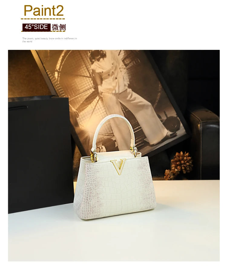 Luxury Fashion White Leather Women Handbags 2024 New Female Small Shoulder Messenger Bag Crossbody Portable Shell Bags RELUX.STORE