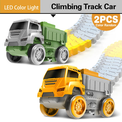 Magic Climbing Track train,Create A Dinosaur World Road Race Tracks, Flexible Track Playset for 3 4 5 6 Year Old Boys Girls Gift