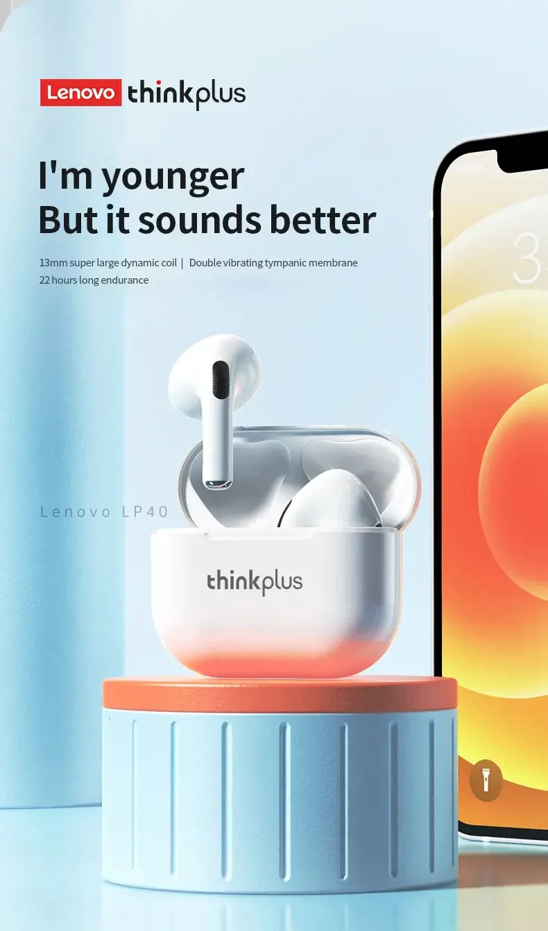 New LP40 NEW Bluetooth V5.0 Earphones Anti-sweat Lightweight Headphones Compatible With Smart Phone Laptop Computer Earbuds RELUX.STORE