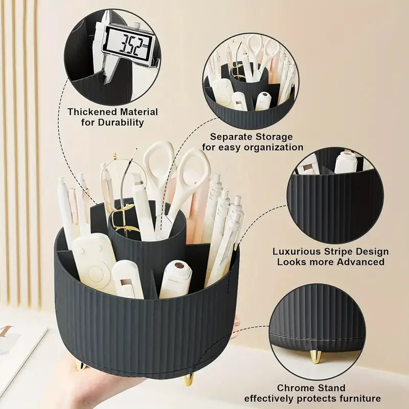 360° Rotating 5 Slot Makeup Brushes Holder Organizer Multi-Functional Desk Storage Cosmetics Storage for Vanity Desktop Bathroom RELUX.STORE