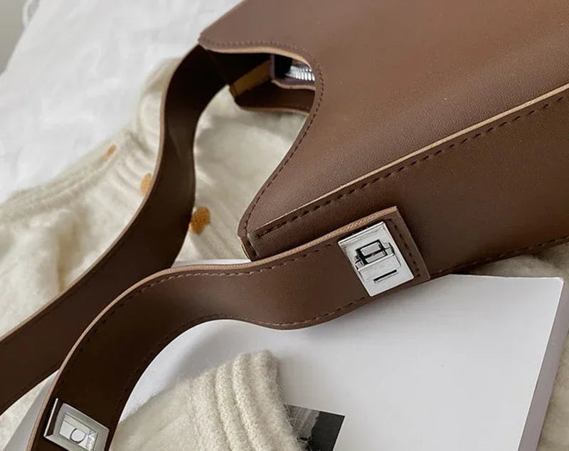 New Trendy and Fashionable Shoulder Underarm Bag PU Leather Solid Color Tote Handbag Luxury Brand Female Portable Shoulder Bag RELUX.STORE