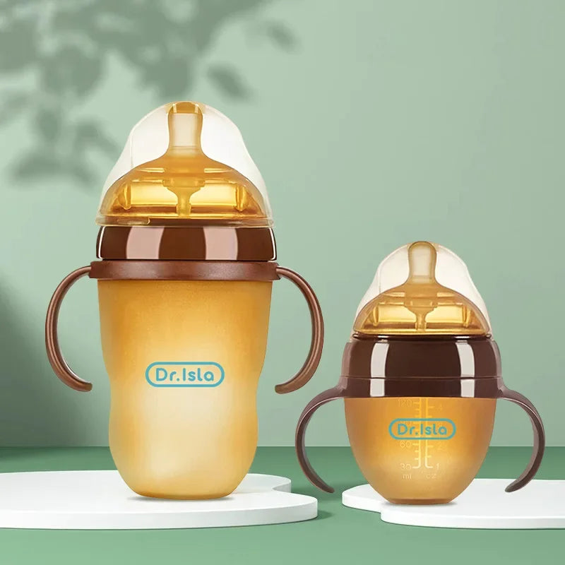 🍼✨ Portable Baby Silicone Feeding Bottle with Handle – 150ml/250ml Newborn Drop-Resistant BPA-Free Bottle 👶
