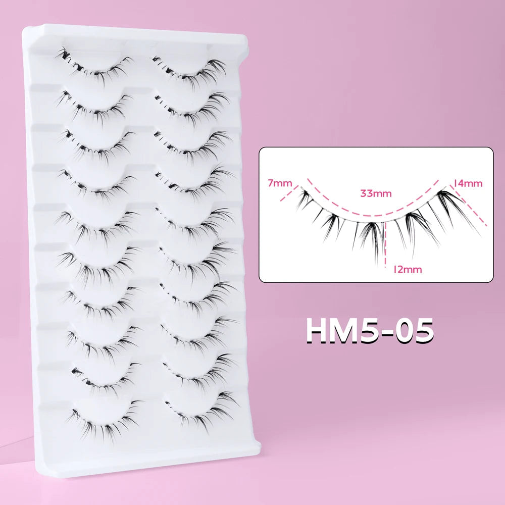 10Pairs Bottom Eyelashes Manga Lower Lashes Clear Band Wispy Small Flame Under Eye Lashes Korean Makeup Cosplay Tools RELUX.STORE