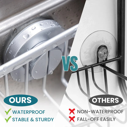 TAILI Sponge Holder for Kitchen Sink with Strong Suction Cup Removable, Rustproof Aluminum Sink Caddy for Sponge, Brush