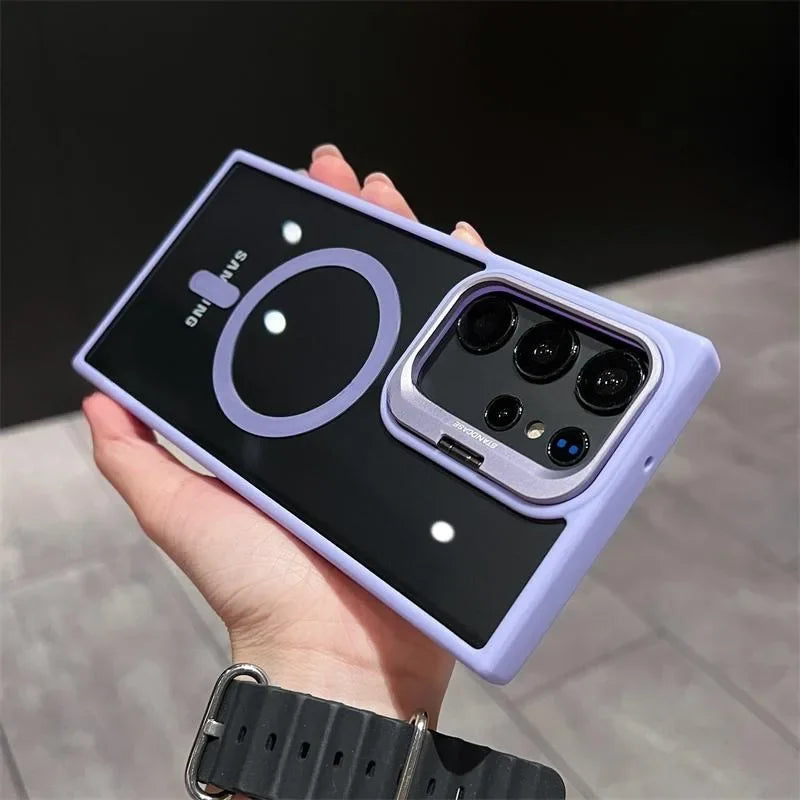 For Magsafe Hidden Holder Clear Case For Samsung Galaxy S25 S24 Ultra S22 Plus S23 FE Shockproof Magnetic Wirelesss Charge Cover RELUX.STORE