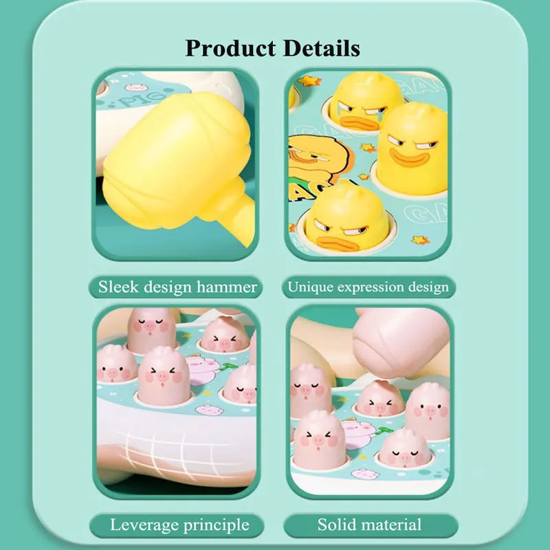 Duck/Frog/Pig Baby Toy Montessori Learning Game Educational Puzzle Gift for 12 24 Months Toddler Boy/Girl with Hammer RELUX.STORE
