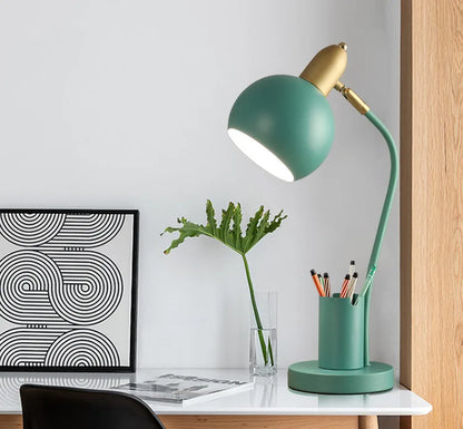 Nordic Iron Art LED Macaron Desk Lamp Eye Protection Dimming Metal Pen Holder Table Lamp Living Room Bedroom Home Decor Lighting