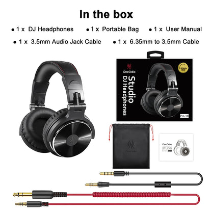 Oneodio Studio Wired Headphones Over Ear Hi-Res Audio Wired Headset With Microphone Studio DJ Stereo Headphones 3.5mm/6.35mm RELUX.STORE