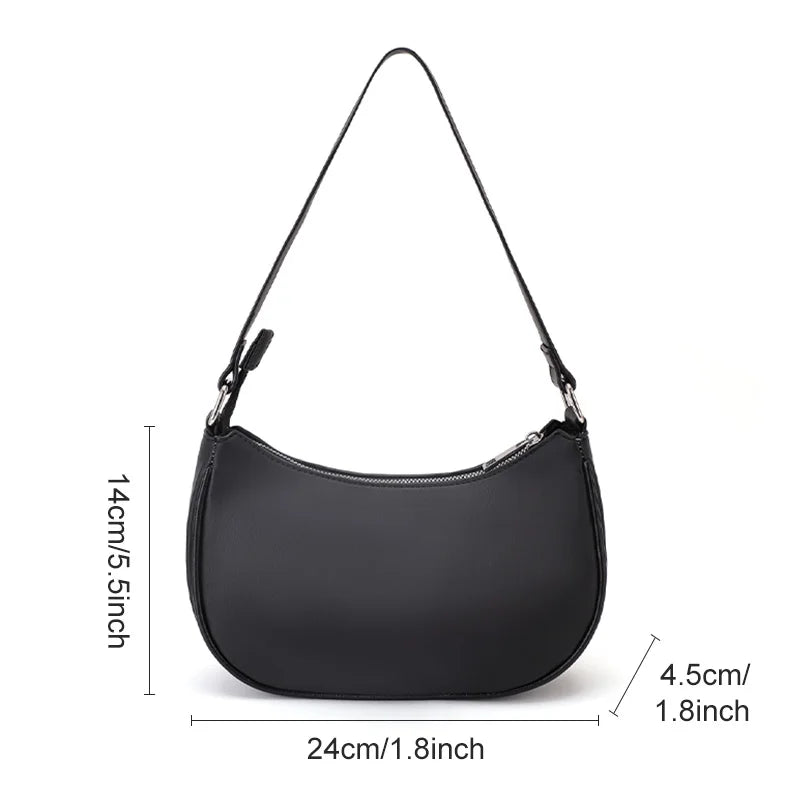 TINYAT Female Moon Bag Leather Shoulder Messenger Bag for Women Hand Bag Luxury Design Lightweight Party Ready Daily Use