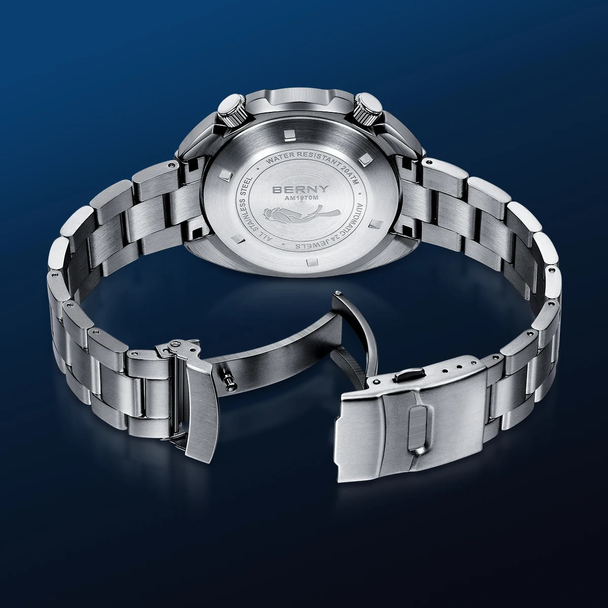 BERNY Automatic Diver Watch for Men Super Luminous Wristwatch Sapphire Sport Mechanical 20ATM 1970 Compressor Diving Men Watches
