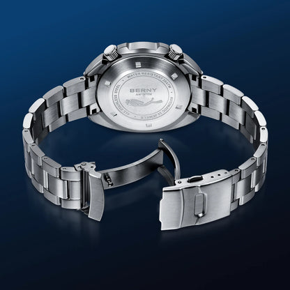 BERNY Automatic Diver Watch for Men Super Luminous Wristwatch Sapphire Sport Mechanical 20ATM 1970 Compressor Diving Men Watches