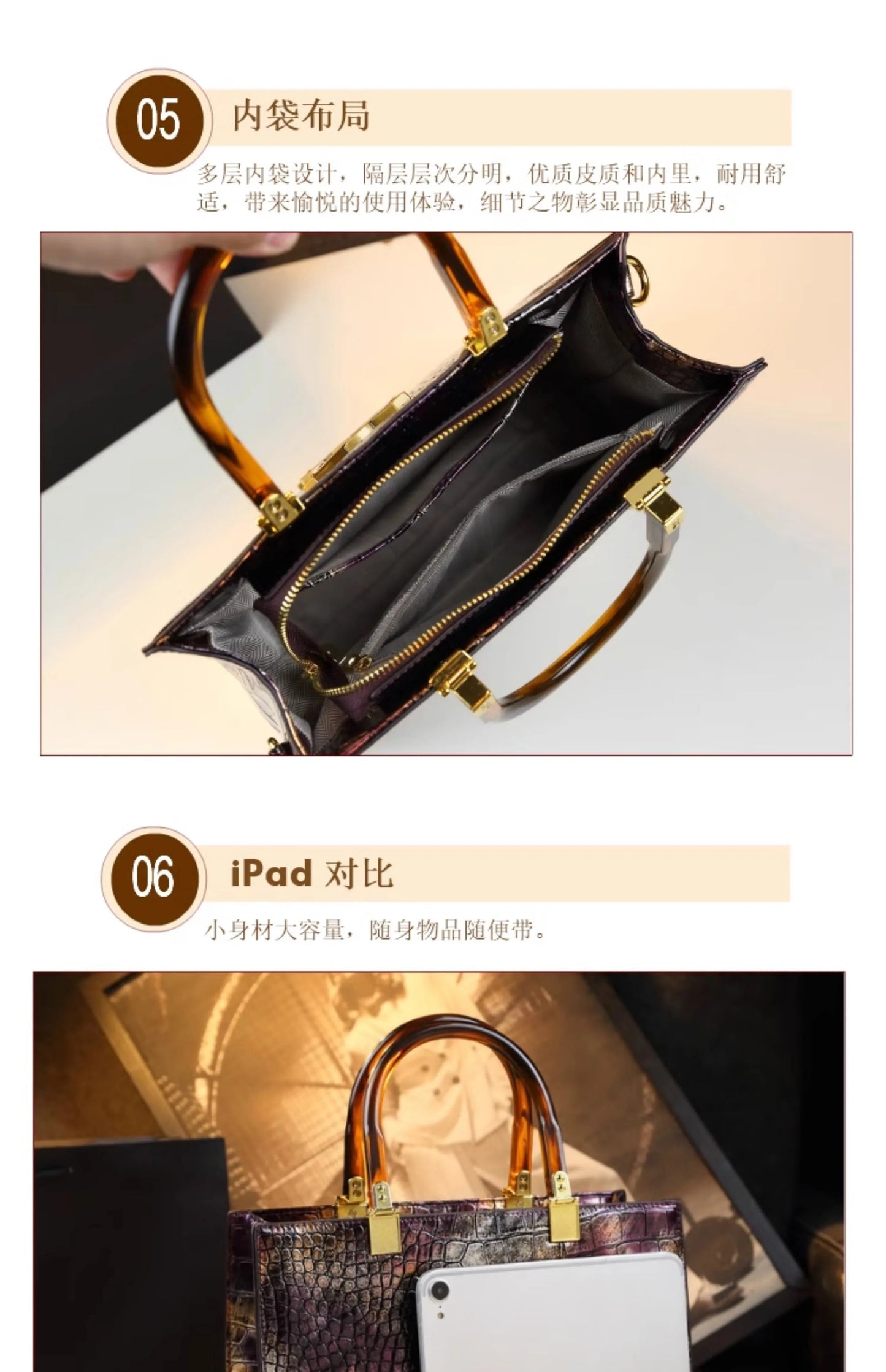 2025 New Arrival All-match Crocodile Pattern Atmospheric Middle-aged Women's Bag Large Capacity Portable Tote Bag Handbags RELUX.STORE