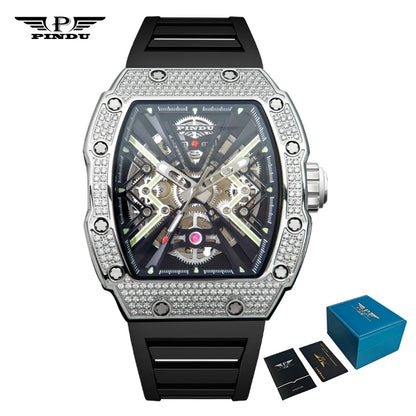 PINDU New Men Watch 50 Meter Waterproof Stainless Steel Case Luminous Sapphire mirror Dial Fashionable Men Mechanical Watch