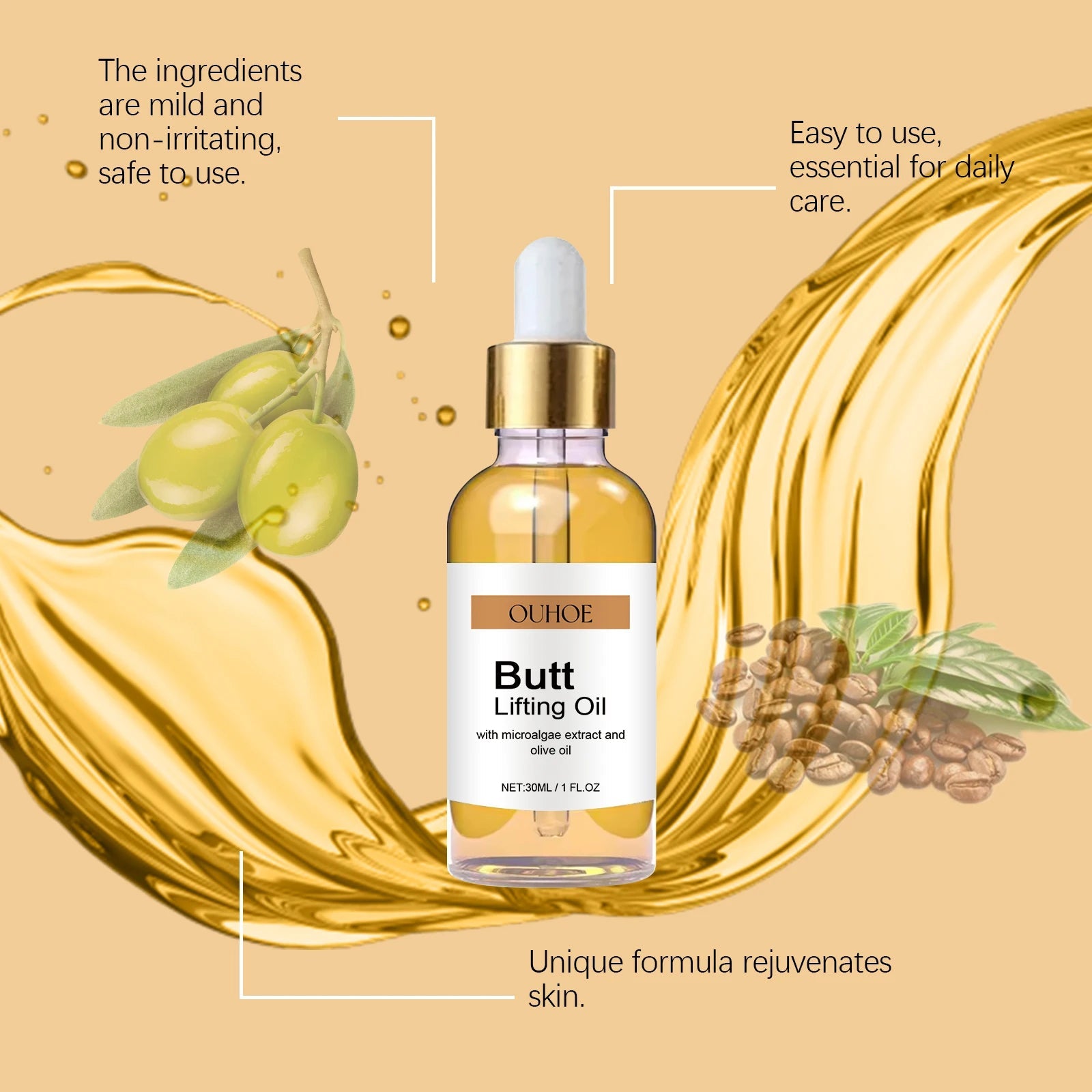 Buttock Enlargement Oil Hip Lifting Growth Firming Nourishing Moisturize Skin Tighten Pores Enhance Elasticity Body Massage Care RELUX.STORE