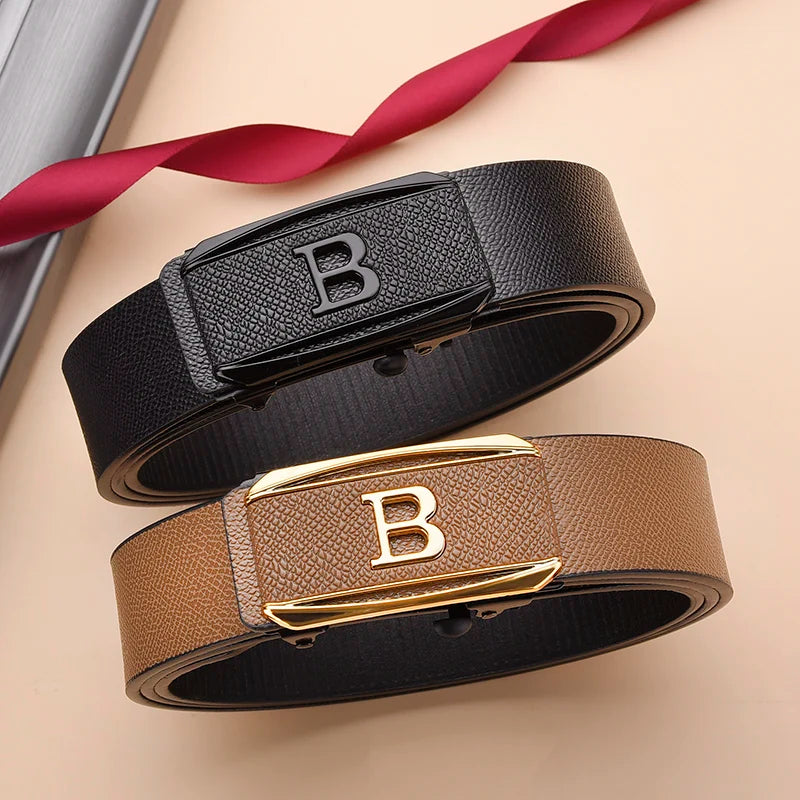 The new buckle toothless automatic buckle belt men's casual style business all-match waist belt personality youth trendy pants RELUX.STORE