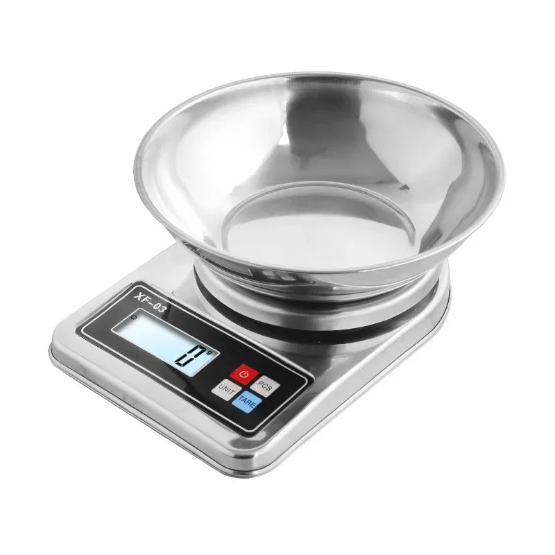 All stainless steel metal kitchen scale 0.1g household electronic scale, high-precision baking electronic scale with plate medic
