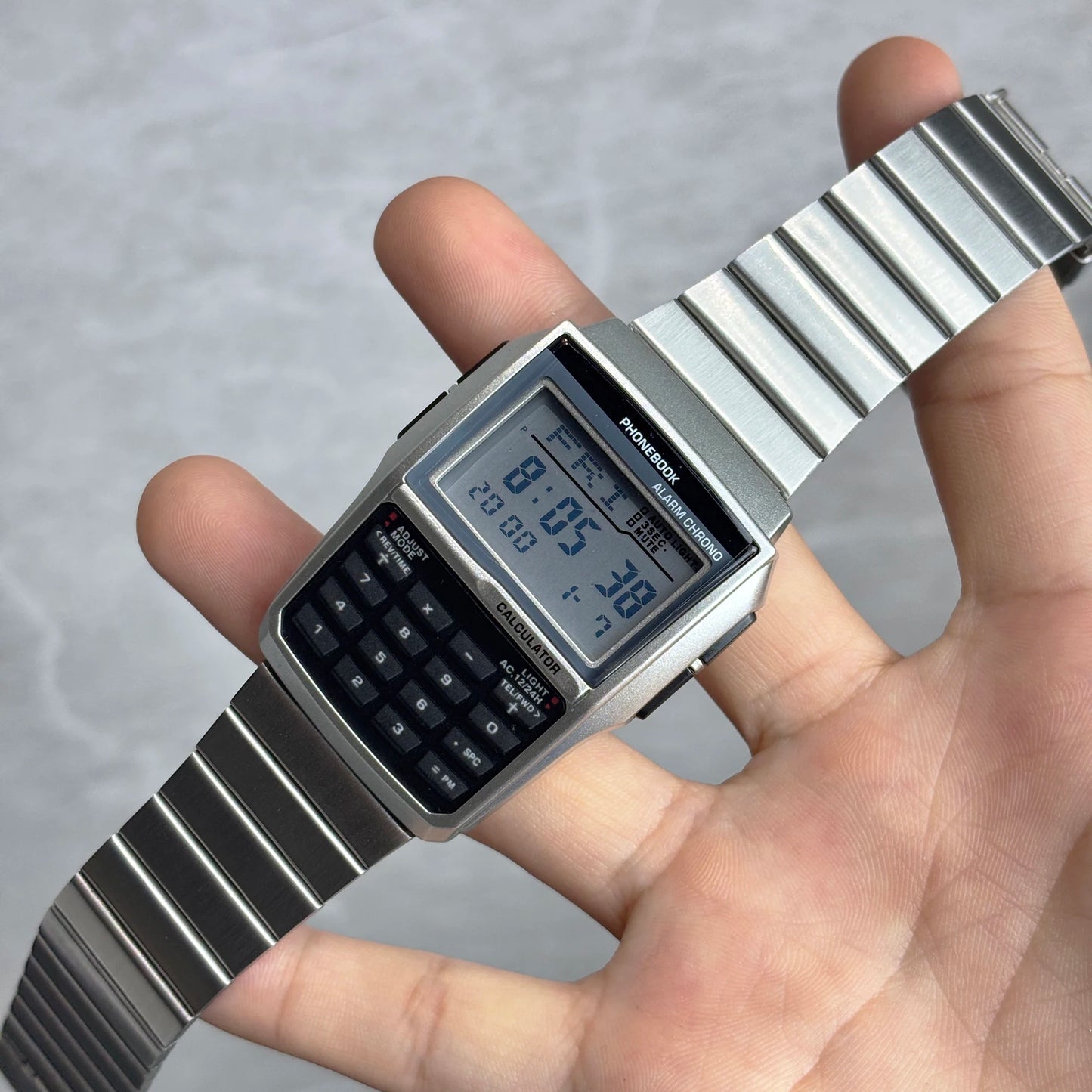 Computer Style Stainless Steel Strap Watch Men's Calculator Watch Multifunctional Led Watch Plastic Case Men's Watch Top Luxury
