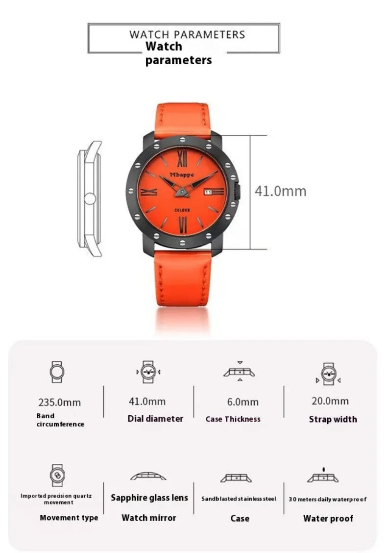 Authentic Mbappe Watches, New Fashion Luxury Brand, Sports Quartz Women's Watches, Dopamine Color Watches