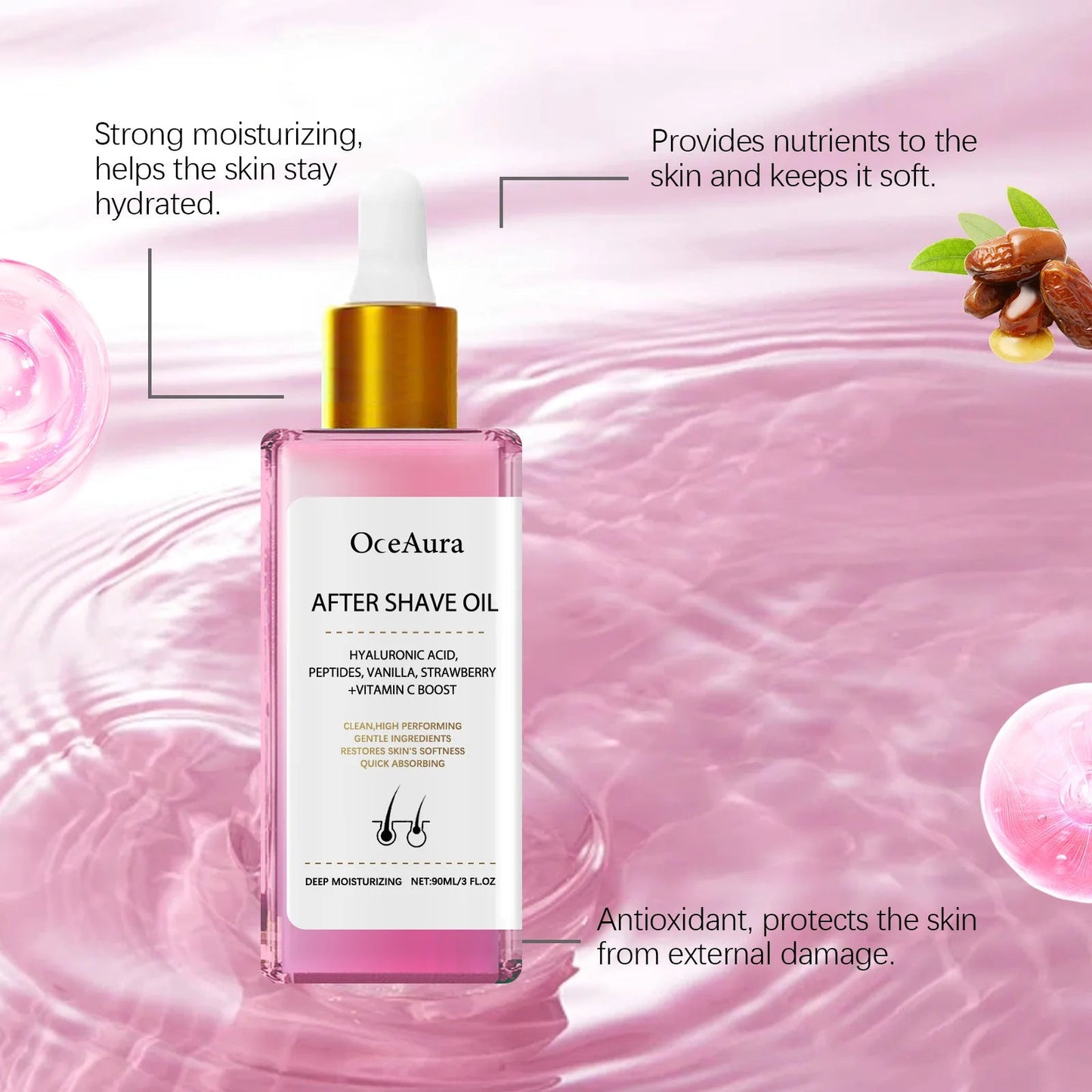 Strawberry Vanilla After Shave Oil Women For Smooth Skin Soft Serve After Shave Oil Shave Oil Prevent Ingrown Hairs & Dryness RELUX.STORE