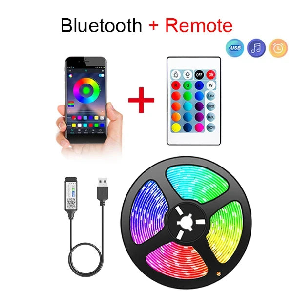 Bluetooth LED Strip Lights Smart SMD 5050 APP Remote Control Flexible Ribbon Diode Lamp Tape TV Backlights Game Room Home Decor RELUX.STORE