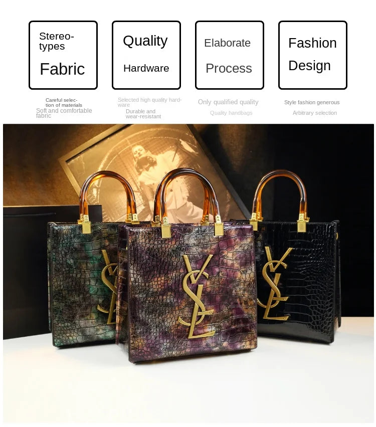 2025 New Arrival All-match Crocodile Pattern Atmospheric Middle-aged Women's Bag Large Capacity Portable Tote Bag Handbags RELUX.STORE