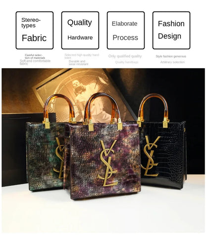 2025 New Arrival All-match Crocodile Pattern Atmospheric Middle-aged Women's Bag Large Capacity Portable Tote Bag Handbags RELUX.STORE