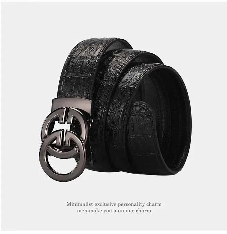 High Quality Genuine Leather Belt For Men's Luxury Automatic Metal Alloy Buckle Men's Waist Belt RELUX.STORE