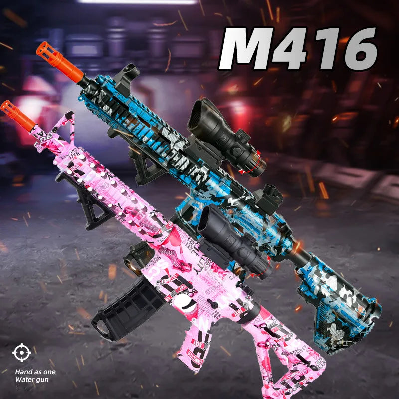 لعبة مسدس M416 في الهواء الطلق، مسدس كهربائي، لعبة إطلاق رصاصة هلامية، لعبة كرة ماء صيفية تفاعلية للآباء والأطفال