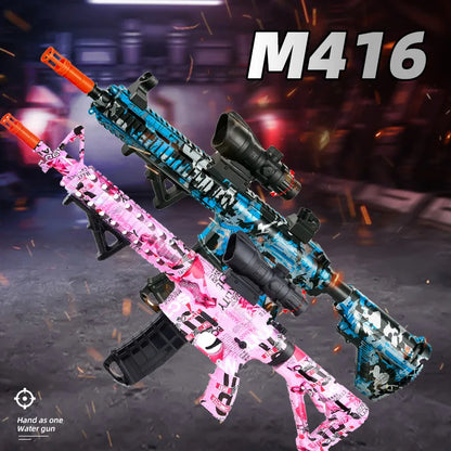 لعبة مسدس M416 في الهواء الطلق، مسدس كهربائي، لعبة إطلاق رصاصة هلامية، لعبة كرة ماء صيفية تفاعلية للآباء والأطفال