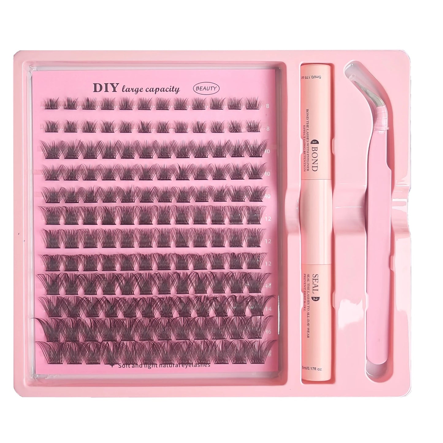 DIY Lashes Extension Kit Lash Bond and Seal Remover Eyelashes 200 PCS Clusters Makeup Tools for Gluing Lashes Gluing Glue RELUX.STORE