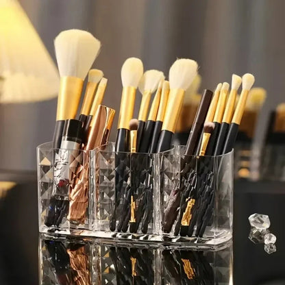 Clear Acrylic Makeup Brush Holder Desk Cosmetic Organizer Lipstick Storage Box Nail Polish Display Stand Rack Jewelry Case RELUX.STORE