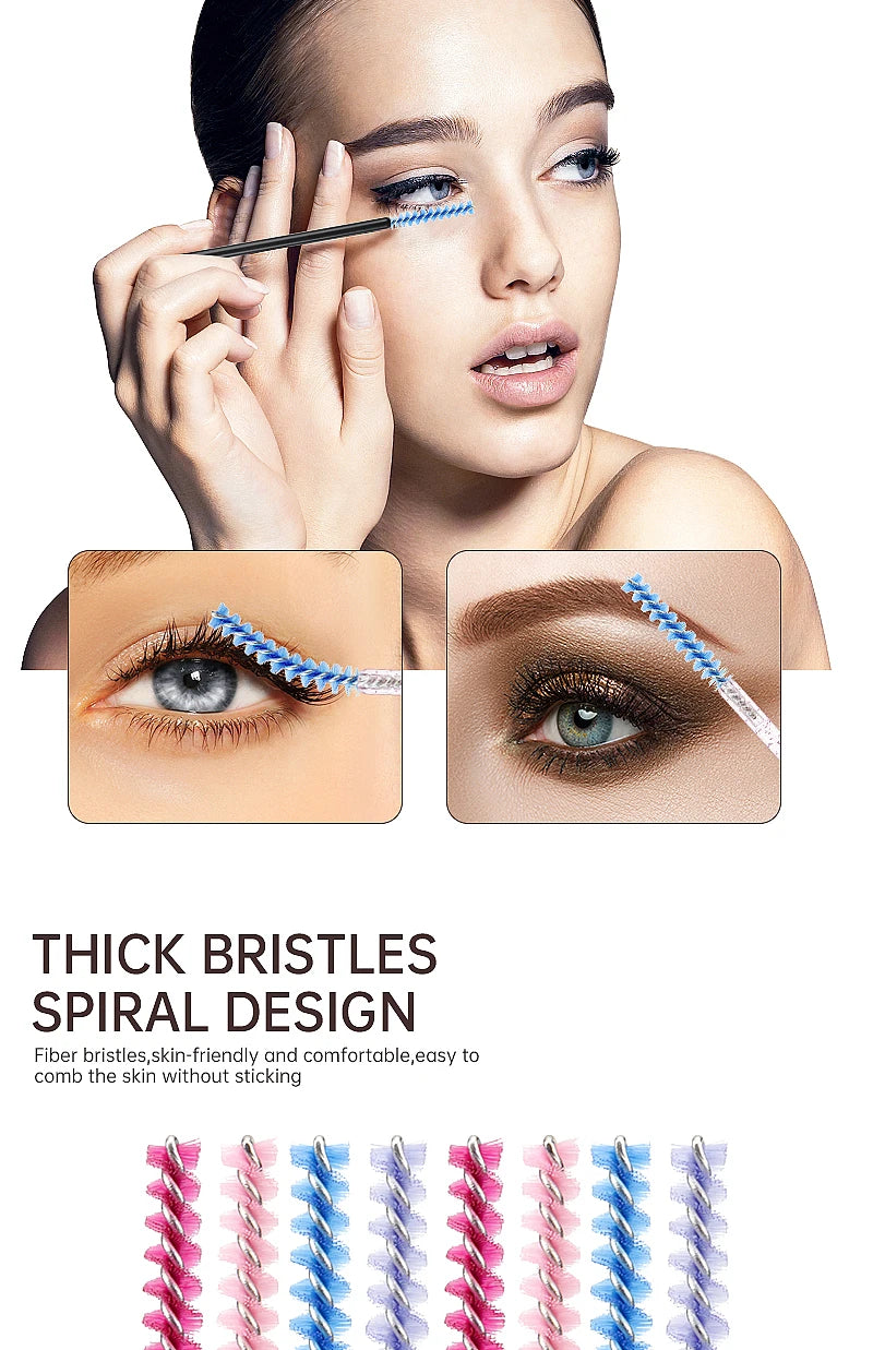 NEW 50Pcs Makeup Eyelash Brushes Disposable Crystal Eyebrow brush Diamond Handle Mascara Wand Applicator Lashes Extension Tools RELUX.STORE