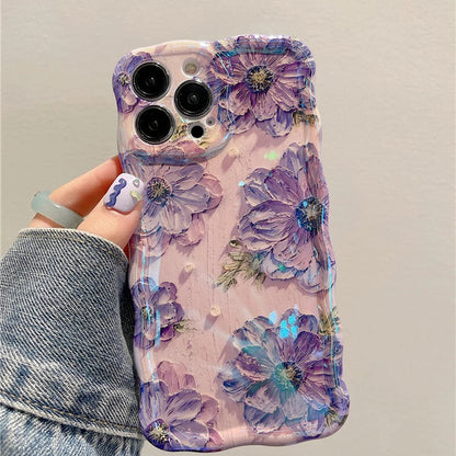 Retro Oil Painting Phone Case For iPhone 13 14 15 16 ProMax 12 11 Luxury Flower Print Shockproof Silicone Cover Artistic Decor RELUX.STORE