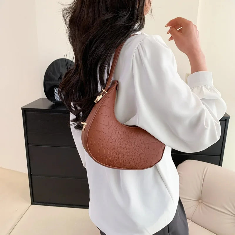 Fashion Luxury Design PU Leather Shoulder Bag Women Small Clutch Handbag Purse Female Underarm Bag Travel Totes shoulder bag RELUX.STORE