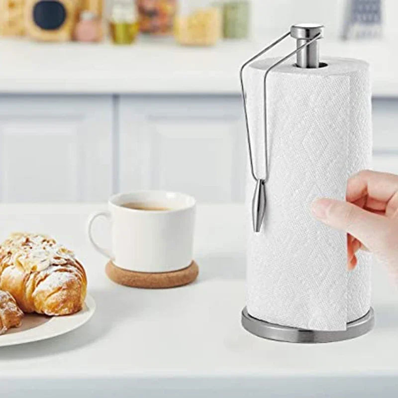 1 PC Paper Towel Holder, Stainless Steel Standing Paper Towel Organizer Roll Dispenser for Kitchen Countertop Home Dining Table