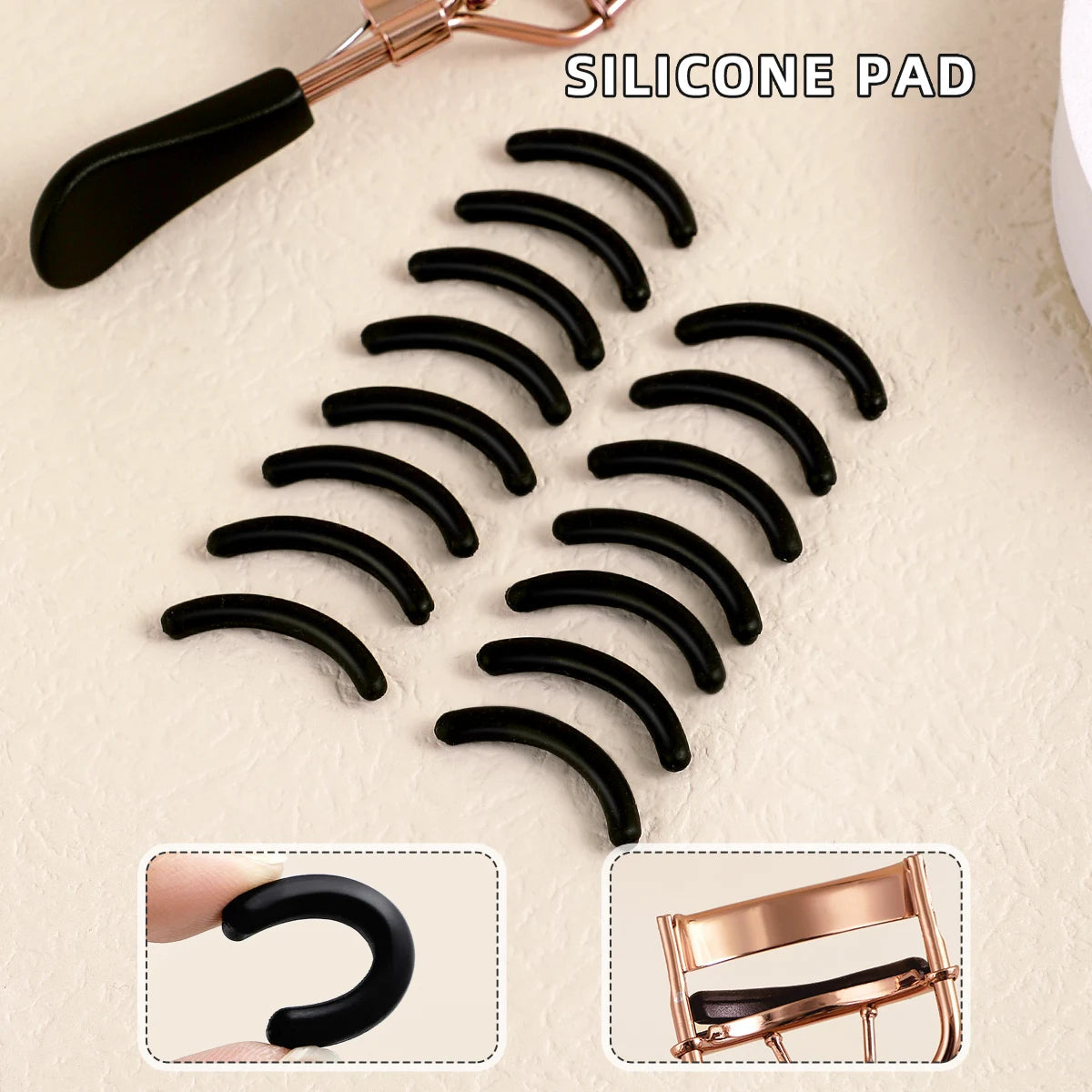 Portable Eyelash Curler with 15 Silicone Pads and Stainless Steel Eyelash Curler, Used for Eyelash Extension and Curling Tools RELUX.STORE