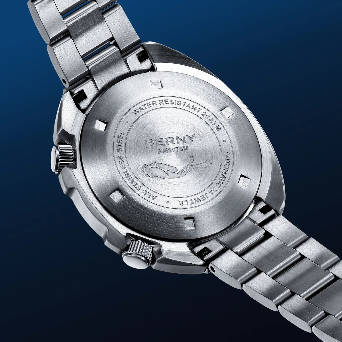 BERNY Automatic Diver Watch for Men Super Luminous Wristwatch Sapphire Sport Mechanical 20ATM 1970 Compressor Diving Men Watches