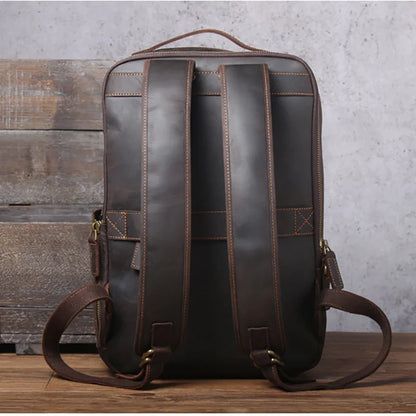 Vintage Crazy Horse Genuine Leather Backpack Men Backpack Laptop Leather Daily Bagpack Male Rucksack Trave Hiking Knapsack Large