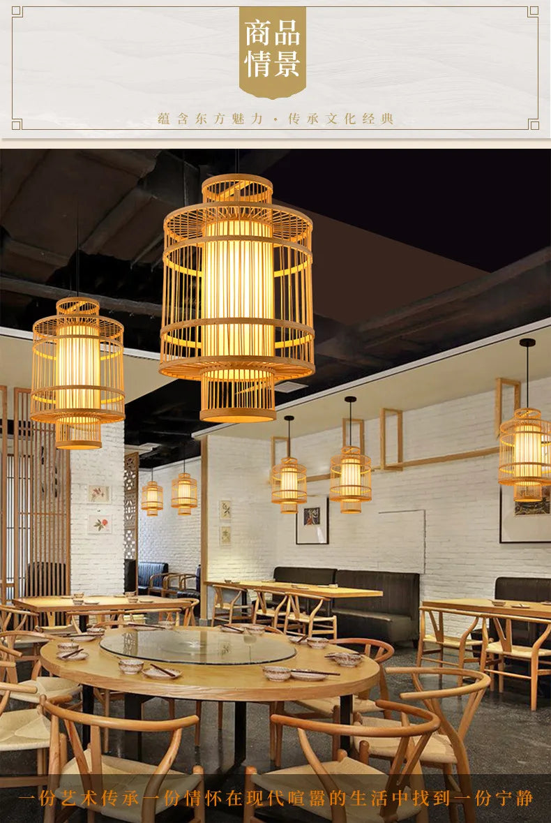 Neo-Chinese Style Handmade Bamboo Chandeliers-Modern Retro Lighting for  Restaurants Hot Pot Tea Rooms B&Bs