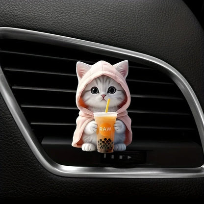 Cute cat acrylic car aromatherapy, long-lasting fragrance, vent clip, decorative and aromatherapy RELUX.STORE