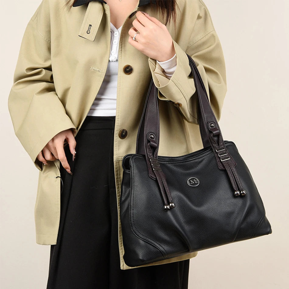 High Quality Soft Leather Handbags for Women Vintage Shoulder Tote Bag Luxury Designer Ladies Large Capacity Top-Handle Bags Sac RELUX.STORE