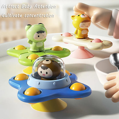 Baby Montessoris Spin Cup Top Bath Toys Bathing Sucker Spinner Suction Sensory Toy Rotating Rattles Early Educational Fidget Toy